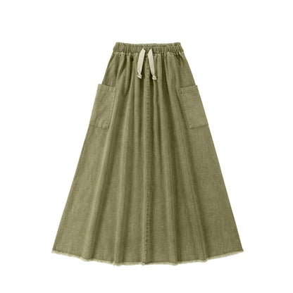 AP 2025 SS washed green denim Fringe collection boys girls fashion cotton jeans dress shirt skirt family clothing