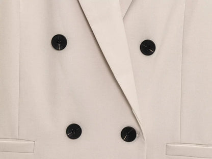 ETJ 2025  Women's Spring New suit Set with shoulder padded double-breasted blazer & high-waisted pleated wide-legged pants