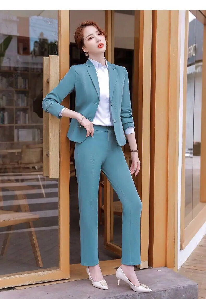 Women Spring Autumn New Fashion Professional Suit Matching Set Korean Elegant Casual Blazer Coat Pants Two-piece Female Clothing