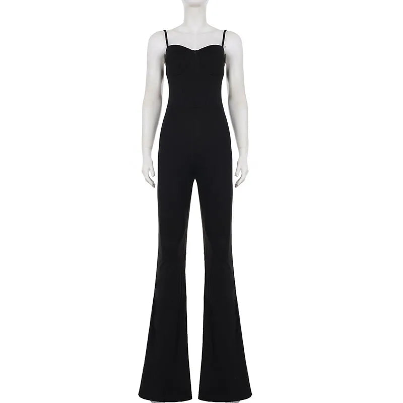 Women's Strapless Jumpsuit with Built-in Padded Bra Backless Flare Leg Slim-Fit Y2K Hot Girl Ideal for Party Club & Daily Outfit