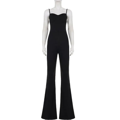 Women's Strapless Jumpsuit with Built-in Padded Bra Backless Flare Leg Slim-Fit Y2K Hot Girl Ideal for Party Club & Daily Outfit