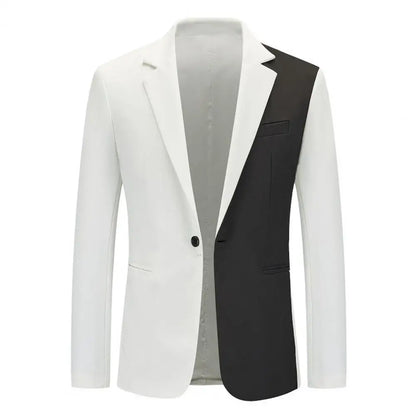 Men Coat Single Button Suit Jacket Formal Business Men's Suit Coat with Notch Lapel Single Button Closure Slim Fit Men Blazers