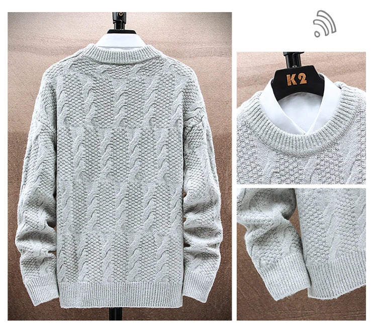 Round Neck Knitwear Sweater New Autumn/Winter Mock Neck Sweatshirts Solid Color Pullovers Man Brand Casual Mens Clothing