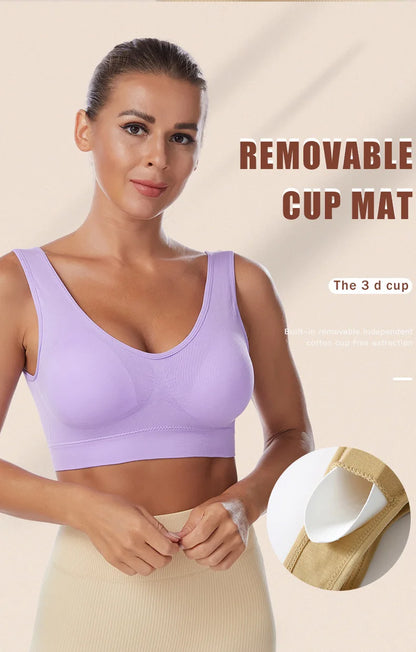 Women Sexy Bra Plus Size Seamless Breathable Brassiere Wire Free Bralette Underwear Comfortable Active Padded Brassiere Crop Top