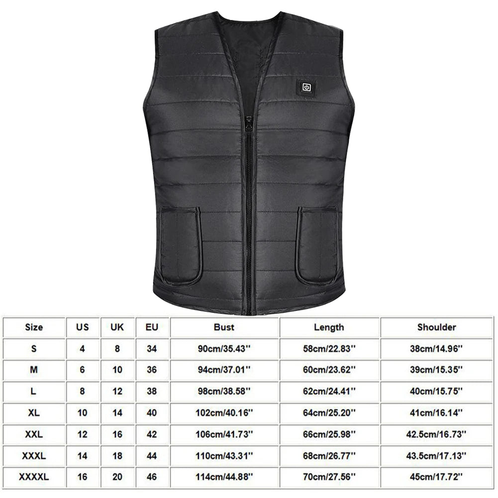 Unisex Heated Vest 9 Area Heating Thermal Jacket USB Electric Heating Vest Men Women Smart Headed Waistcoat for Outdoor Camping