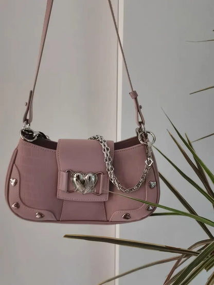 New Fashion Shoulder Bag 2025 PU Bags for Women Sweet Cool Subculture Pink Crossbody Bag сумка Bolsas