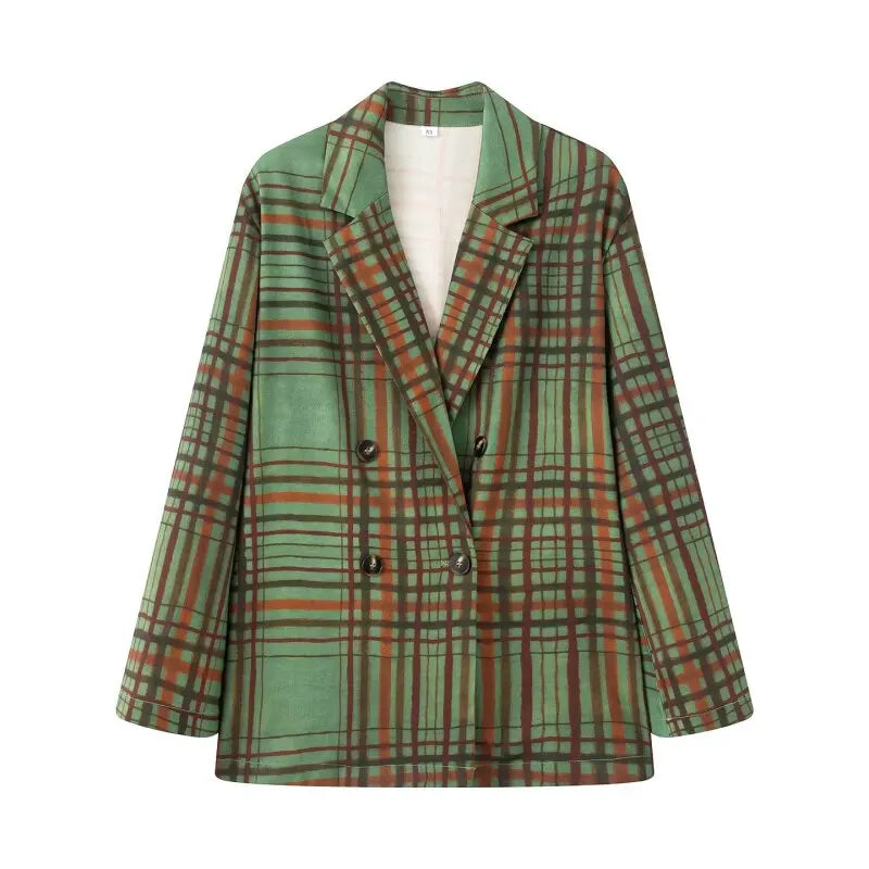 Women's Casual Green Striped Blazer Suit Set - Spring Summer Two Piece Outfit, Comfortable Wide Leg Pants for Travel