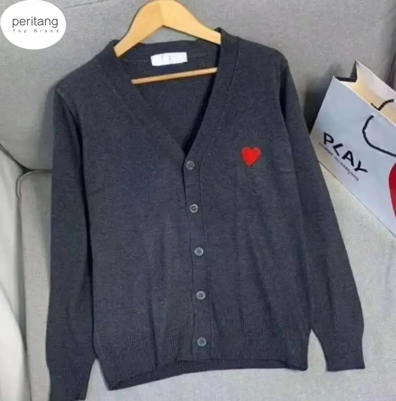 (Have Eye) Japan Brand Women Men Cardigan Heart Eye Embroidered Cotton Single Breasted Long Sleeves Spring Autumn Casual Sweater