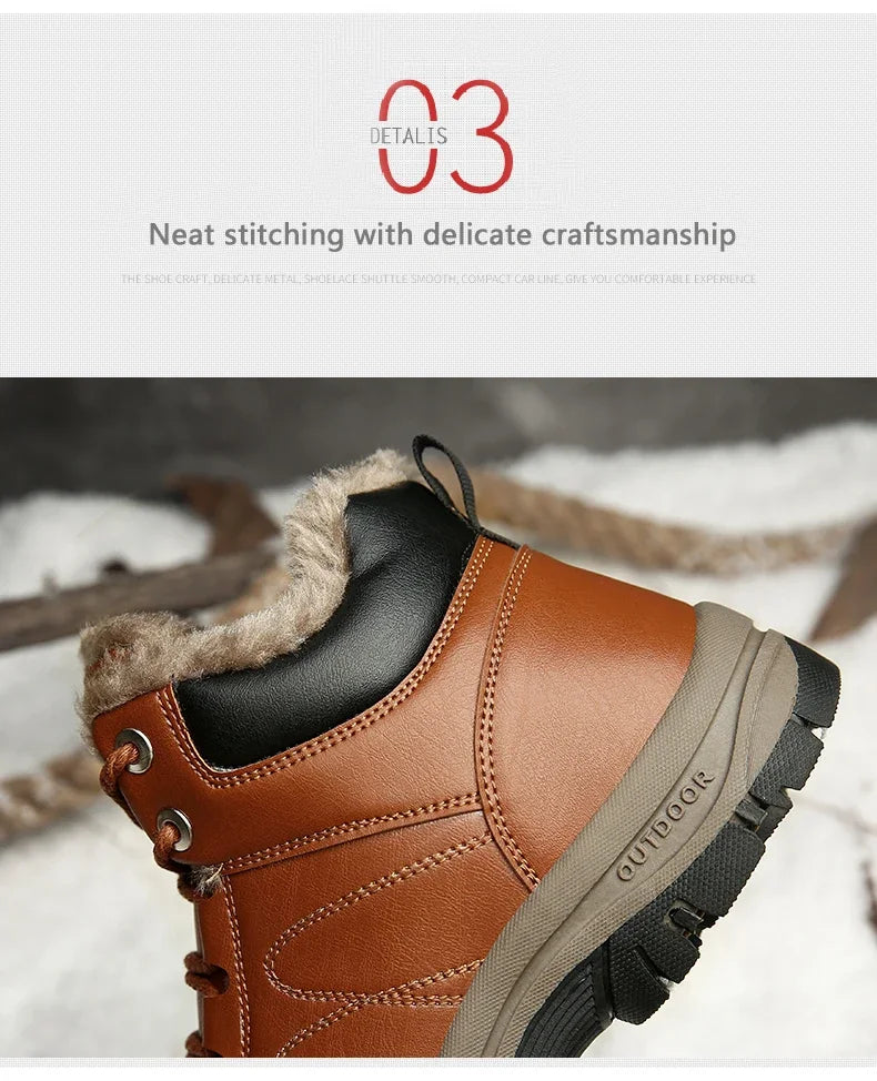 Winter Shoes for Men Boots Warm Plush Leather Snow Ankle Boots HIking Shoes Men Timberland Boots Men Big Size 48 Sneakers