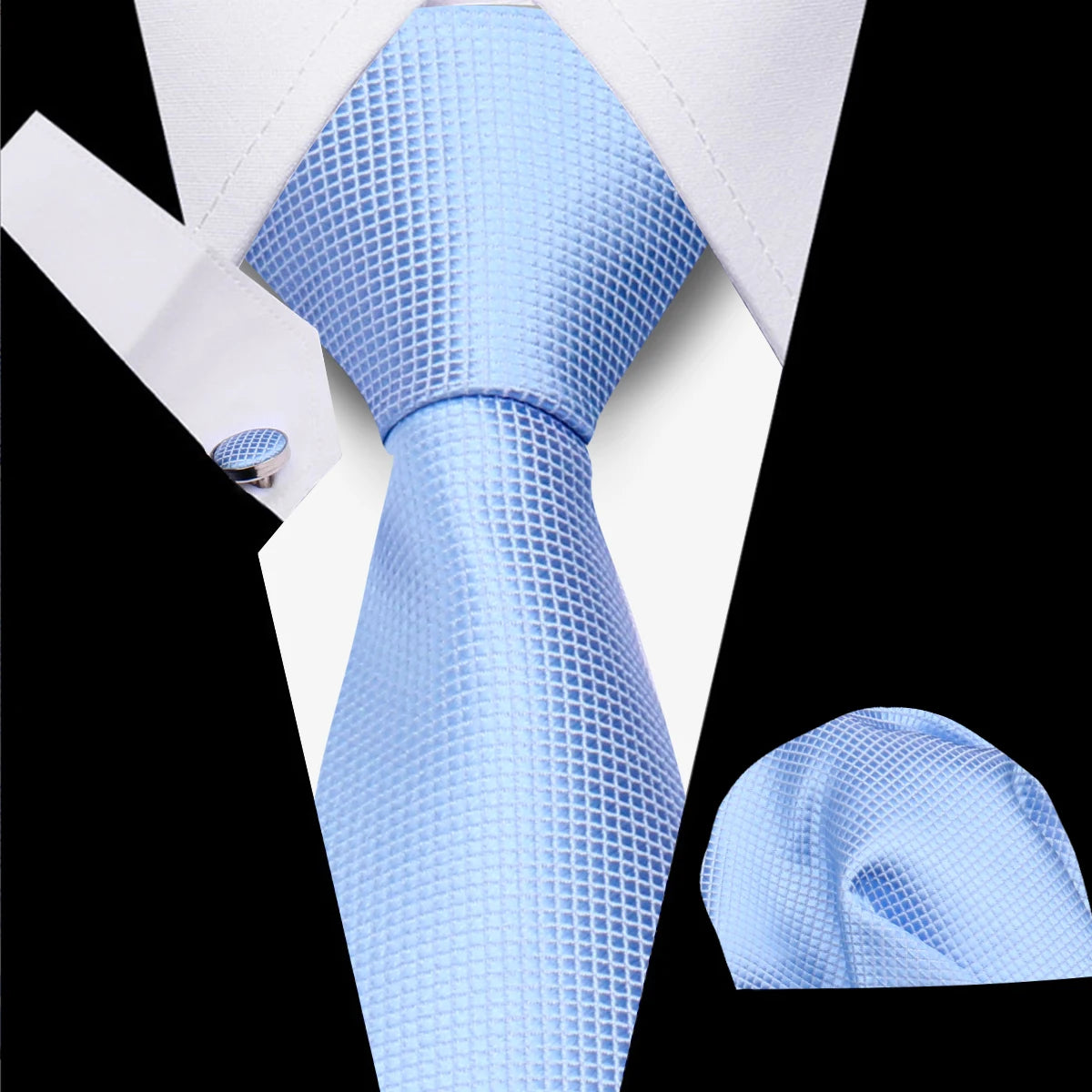 Classic Elegant Ties For Men Fashion Gifts Striped Solid Necktie Handchief Cufflink 3 Pcs Set Wedding Business Suit Accessories
