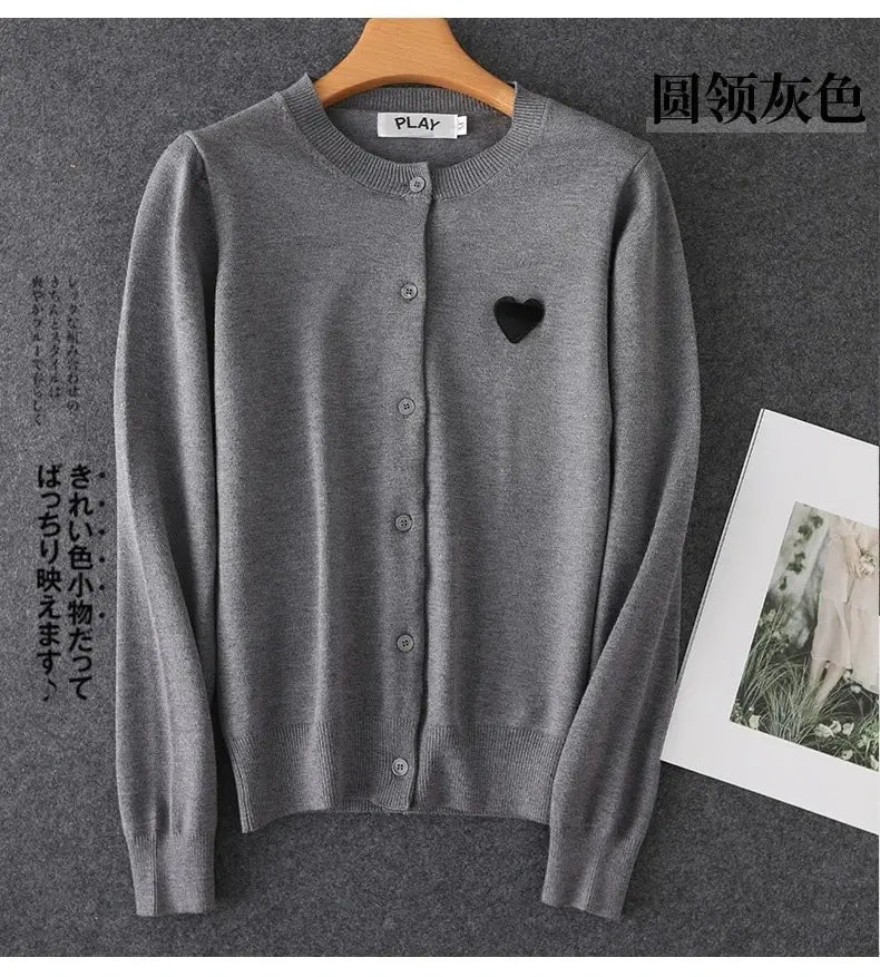 (Have Eye) Japan Brand Women Men Cardigan Heart Eye Embroidered Cotton Single Breasted Long Sleeves Spring Autumn Casual Sweater