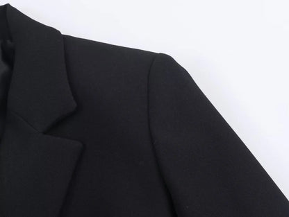 Women's Suit Pants Two-Piece Set Buckle Decoration Long Sleeve Blazer Coat + Straight-Leg Pants 2 Pieces Sets Chic Woman Outfits