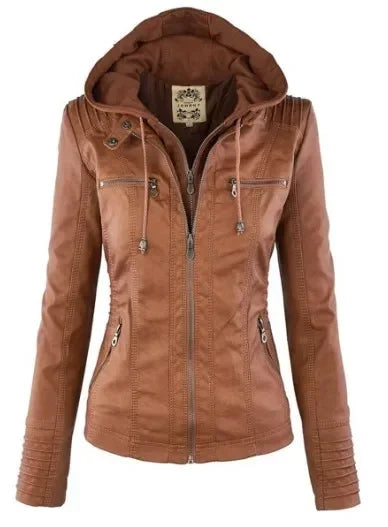 Faux Leather Jacket Women 2024 Basic Jacket Coat Female Winter Motorcycle Jacket PU Leather Zipper Hoodies Outerwear chaqueta