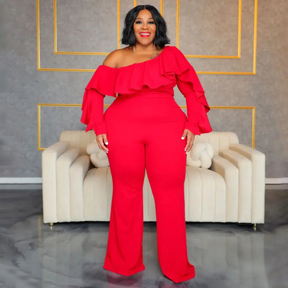 X6019 Plus Size Solid Color Women's Fashion Loose-Fit Cross-Border New Jumpsuit Without Straps Sexy Stylish Female Romper