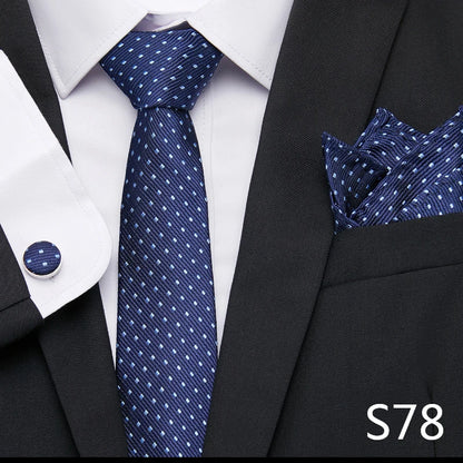 Hot Sale Holiday Gift Tie Pocket Squares Cufflink Set Necktie Dot Man Dark Grey Wedding Accessories Performance
