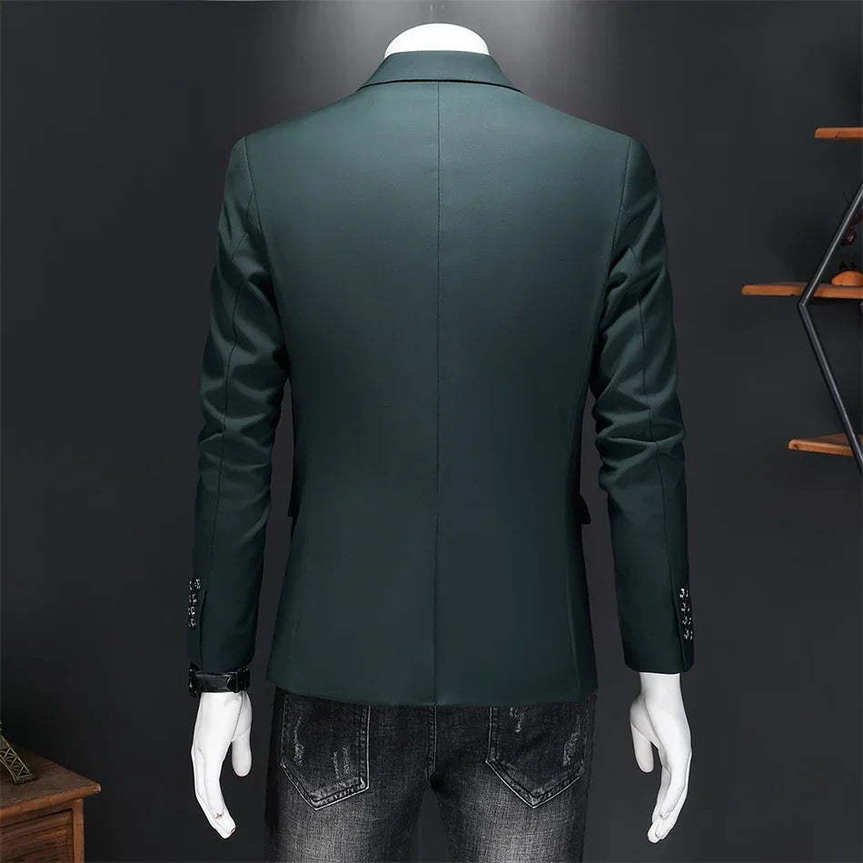 Boutique Fashion Suit Men's Slim Groom Wedding Suit Jacket Business Office Suit Casual Solid Color Suit Jacket