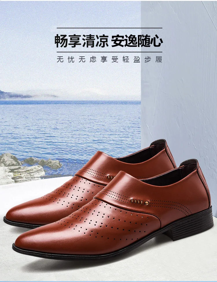 Zapatos Spring Men Leather Shoe Carved Business Formal Dress British Style Large Size Men Shoe Hollowed Out Perforated Men Shoes