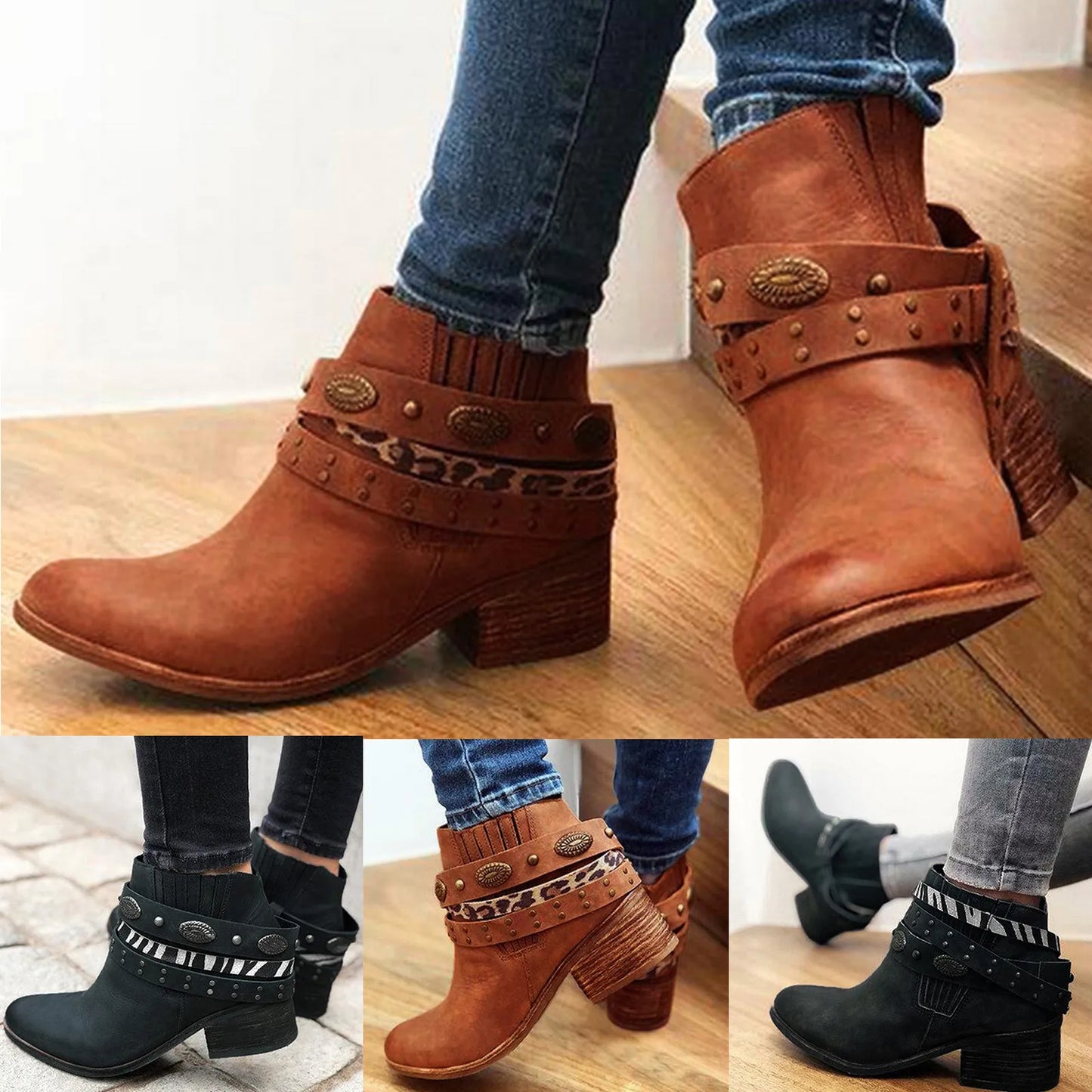 Zip Vintage Squared Round Fashion Up Winter Boots Heel Women'S Toe Women'S Boots Summer Boots For Women Booties