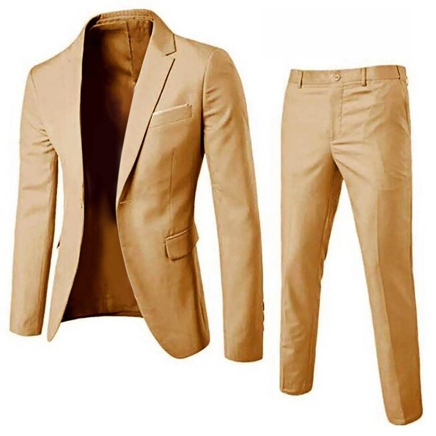 Luxury 2 piece men's wedding suit fashion men's slim solid color business office suit sets large size men Blazer+ pants