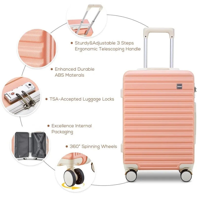 Carry on Luggage Sets,20 Inch Expandable Carry-on Suitcase with Spinner Wheels,Hard Shell Lightweight Rolling Travel Luggage