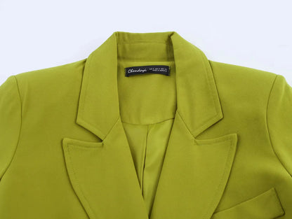 KONDALA 2025 Fall Winter Elegant Green Office Lady Suits Fashion Sashes Shrug Single Breasted Straight Blazers Chic Flare Pants