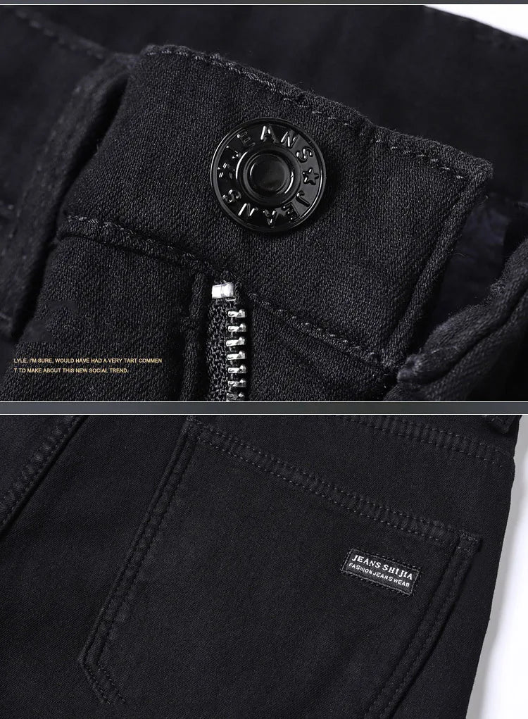 Winter Fleece Thick Warm Men Jeans Slim Skinny Stretch Straight Classic Version of Black Denim Plush Pants Male Brand Clothing