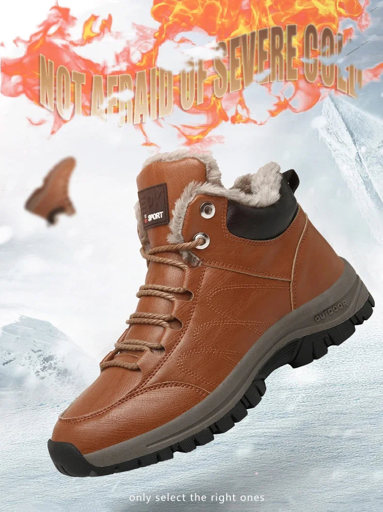 Winter Shoes for Men Boots Warm Plush Leather Snow Ankle Boots HIking Shoes Men Timberland Boots Men Big Size 48 Sneakers