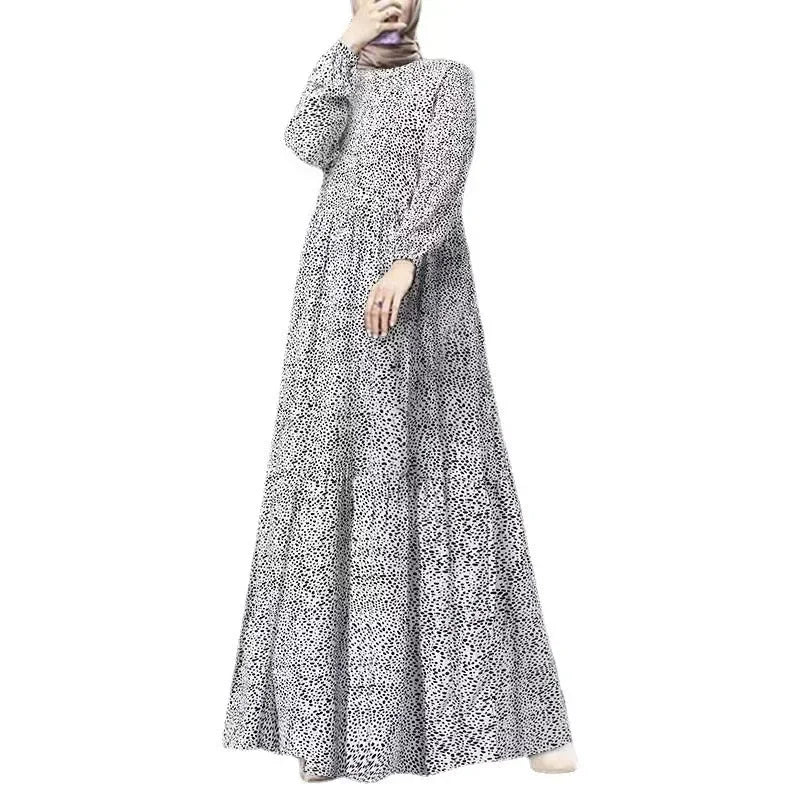 Spring Women Muslim Dress Full Sleeve O-Neck printed Turkey Sundress Bohemian Vintage Casual Holiday Islamic Clothing