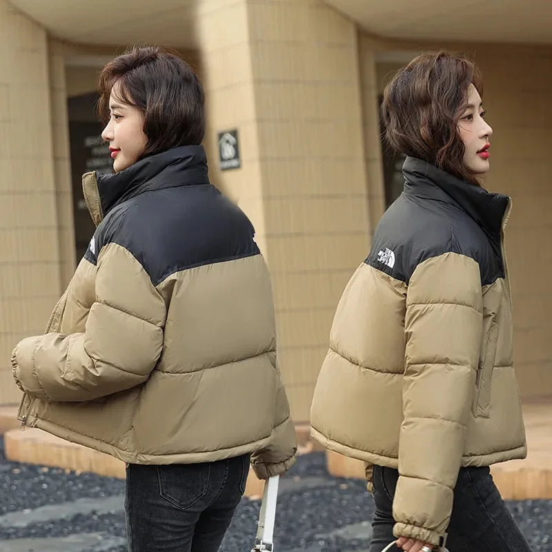 Winter Short Stitching Contrast Down Cotton-Padded Jacket Women's New 2023 Fashion Loose Padded Jacket Clothes Women Coat