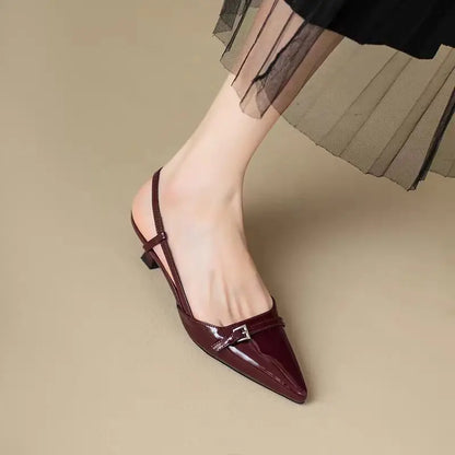 2024 Pointed Toe Sexy Mid Heels Party Shoes Women Sandals Designer Summer Brand Pumps Slingback Casual Shoes Dress Slippers