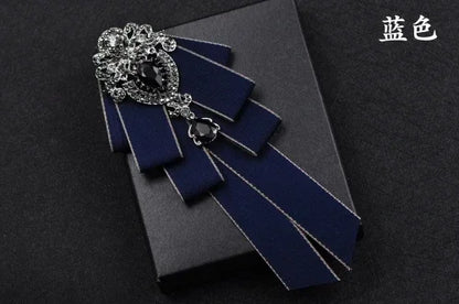 Fashion Handmade Bow Tie Wedding Collar Luxury Rhinestone Bowtie Necktie Brooch Pocket Towel Square Set Gift for Men Accessories