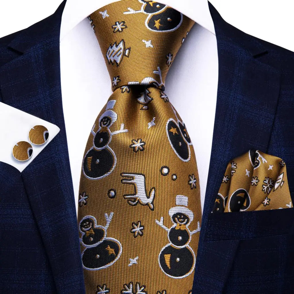 Hi-Tie Paisley Brown Tie For Men Elegant Mens Necktie Pocket Square Cufflink Groom Wedding Accessory Wholesale New Designer