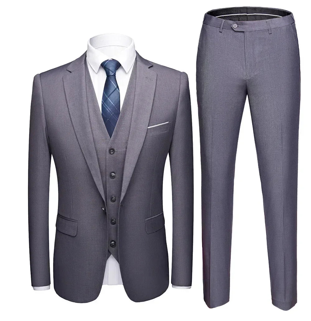 Elegant Suits For Men Wedding 3 Pieces 2 Set Luxury Fashion Classic Full Jackets Vest Pants Blazers Outfit 2024 Formal Costume