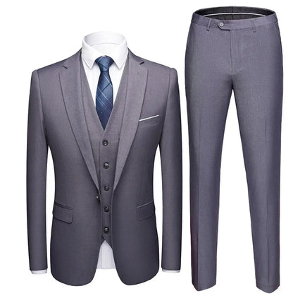 Elegant Suits For Men Wedding 3 Pieces 2 Set Luxury Fashion Classic Full Jackets Vest Pants Blazers Outfit 2024 Formal Costume