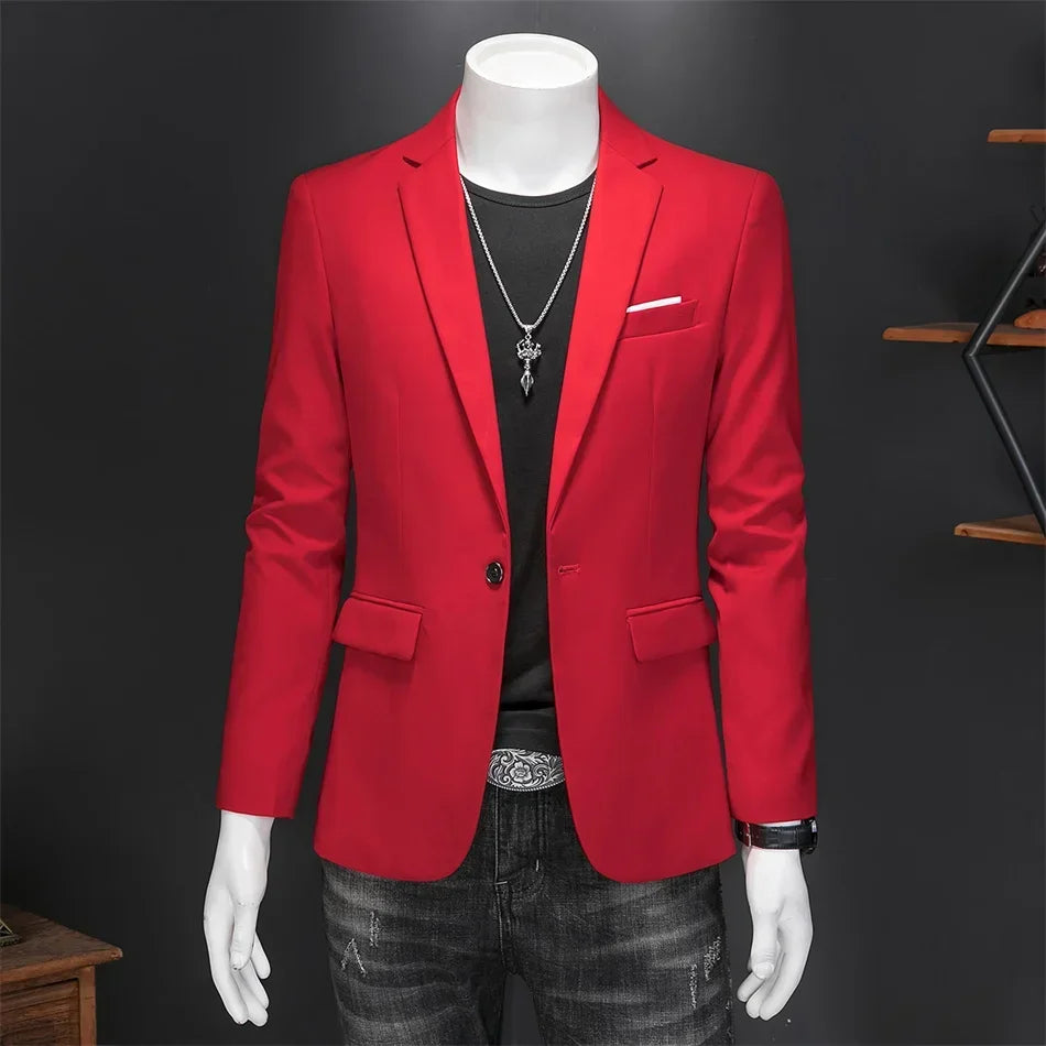 Boutique Fashion Suit Men's Slim Groom Wedding Suit Jacket Business Office Suit Casual Solid Color Suit Jacket