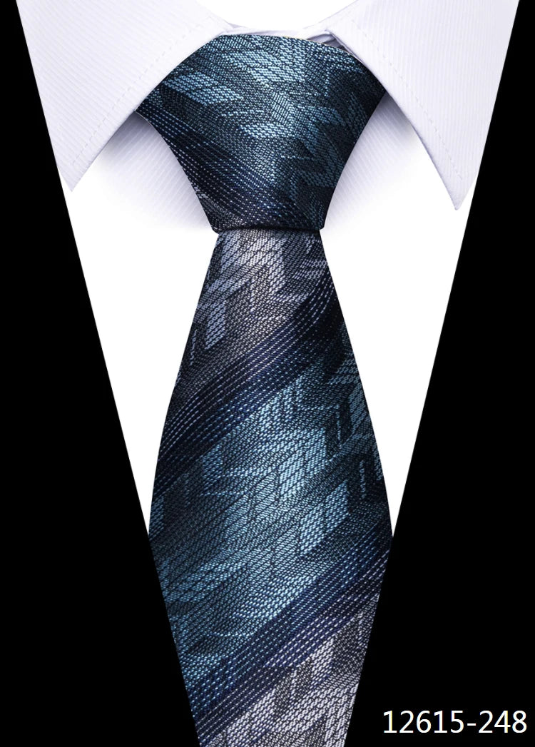 Hot Sale Brand New Style Tie Blue Golden Stripe Suit Accessories Necktie Men Gravata Fit Wedding Holiday Present