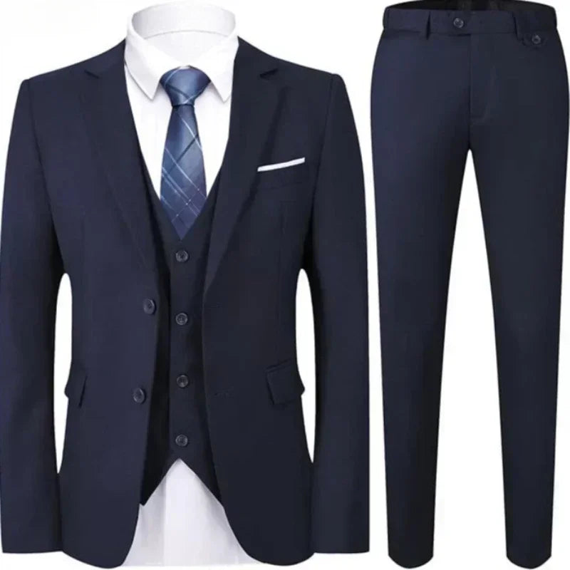 Suit For Men Elegant Wedding 3 Pieces 2 Sets Blazers Full Jackets Vest Pants Formal Fashion Luxury Coats 2025 Classic Costume