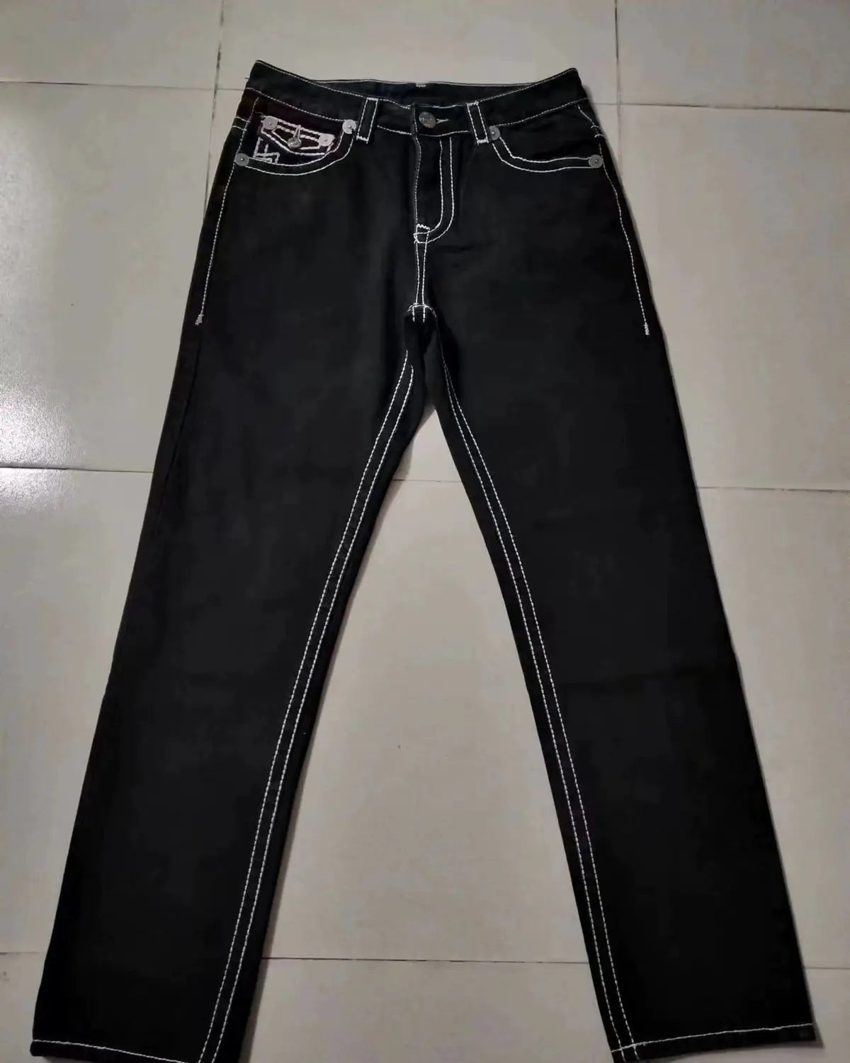 Embroidered Jeans for Men Clothing High Street Vintage Hip Hop Men Jeans Casual Straight and Versatile Baggy Jeans Men Pants