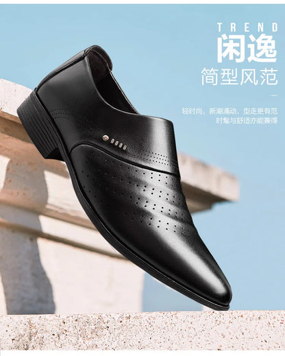 Zapatos Spring Men Leather Shoe Carved Business Formal Dress British Style Large Size Men Shoe Hollowed Out Perforated Men Shoes