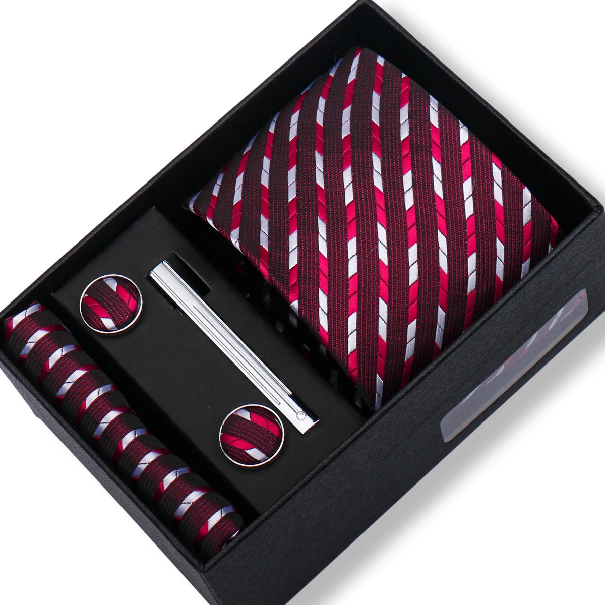 Ties Gift Box Brand Design Top Quality Jacquard Necktie Hanky Cufflink Set Tie Clip For Men Gravatas Business Wedding