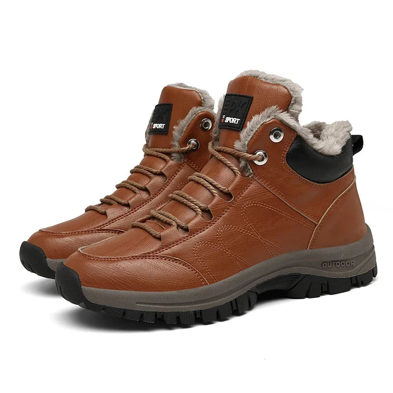 Winter Shoes for Men Boots Warm Plush Leather Snow Ankle Boots HIking Shoes Men Timberland Boots Men Big Size 48 Sneakers