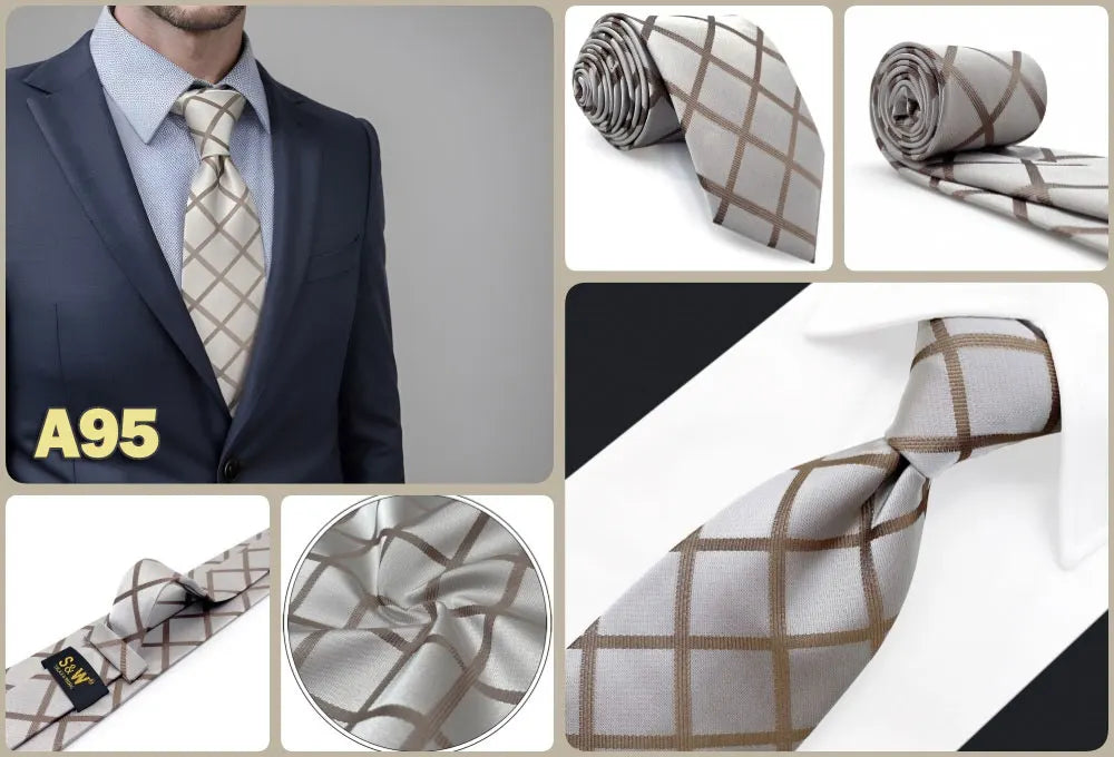 Blue Mens Necktie Silk Brown Ties for Men Wedding Guest Gift Classic Gray Party Christmas Dropshipping