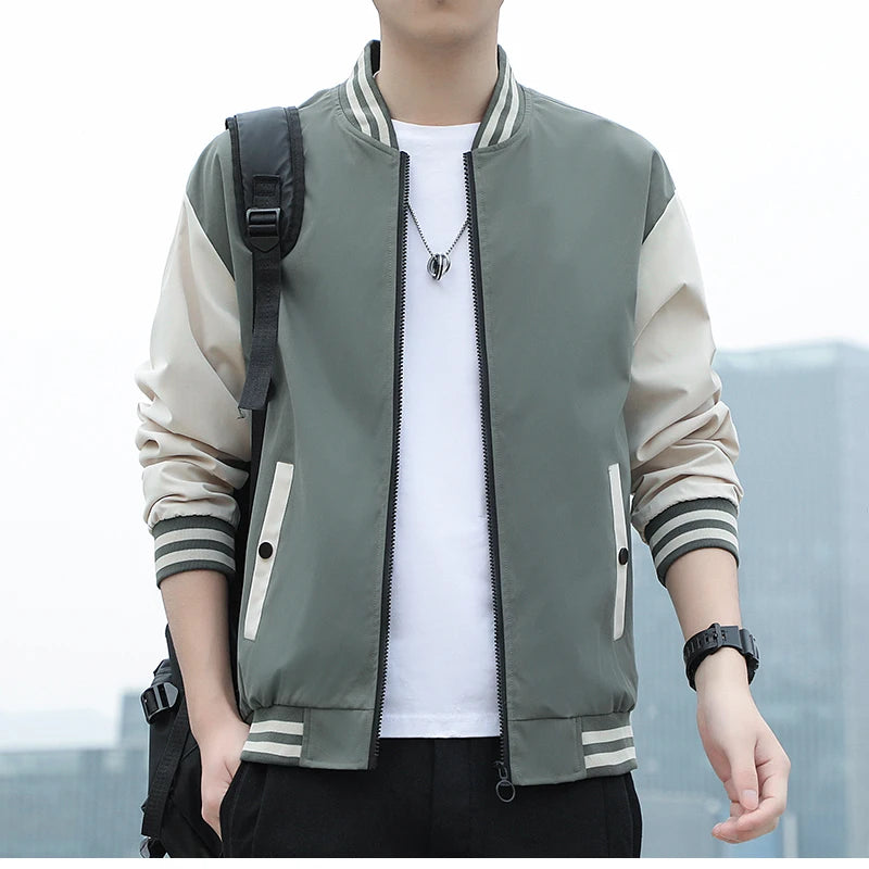 SUPUSCREAT Spring Autumn Men Baseball Jacket Stand Collar Korean Style Casual Jackets And Coats Male Slim Fit Bomber Jacket 5XL