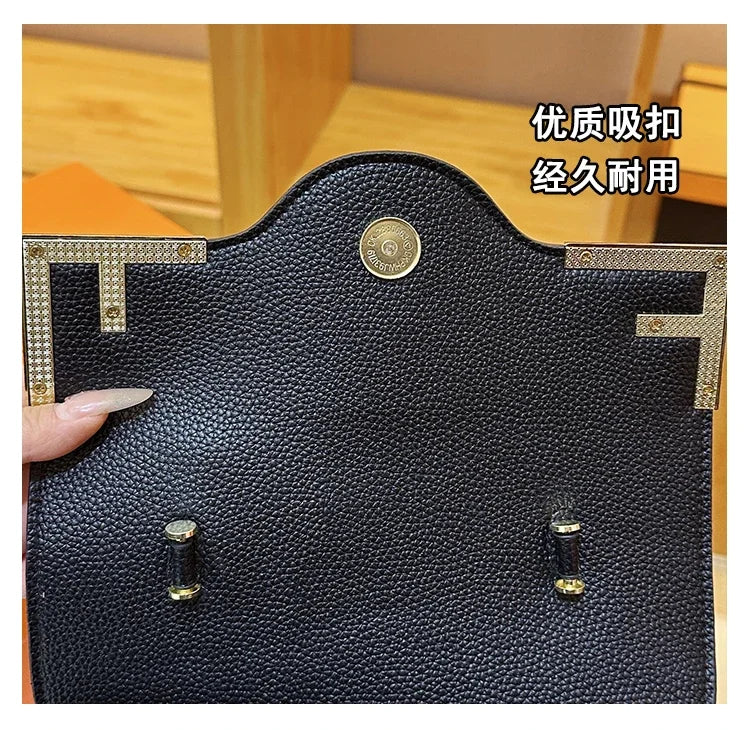 Premium Retro Messenger Bag Women - Textured Leather Shopper with Custom Paris Letter Logo & Versatile Crossbody Strap Design