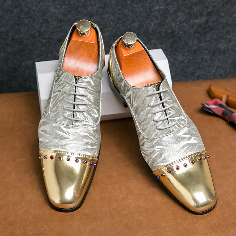 2023 Casual Leather Shoes Men superstar Brogues formal leather shoes oxford gold shoes lace-up hombres silver large size 47