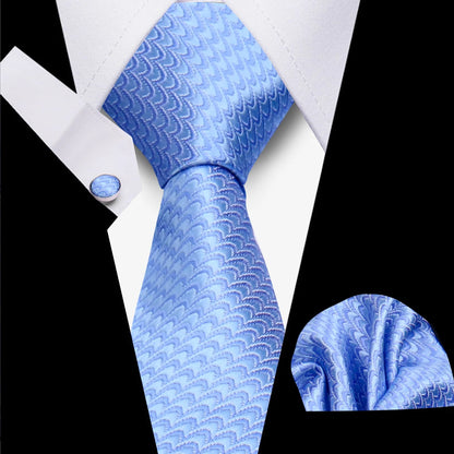Classic Elegant Ties For Men Fashion Gifts Striped Solid Necktie Handchief Cufflink 3 Pcs Set Wedding Business Suit Accessories