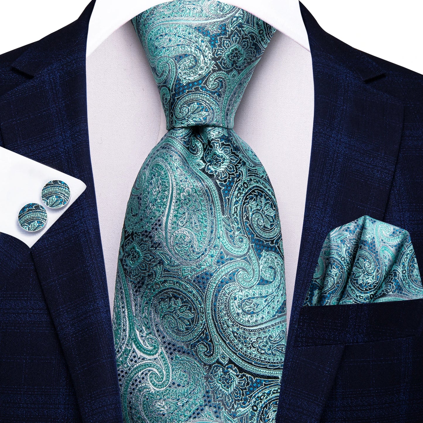 Hi-Tie 8.5cm Business Black Solid Paisley 100% Silk Men's Tie Neck Strip Ties for Men Formal Luxury Wedding Neckties Gravatas