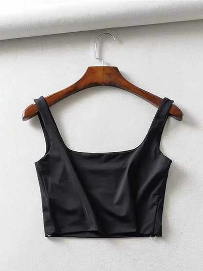 Hot Sale Summer Women Sexy Sleeveless Tops Fashion Short Square Collar Tank Tops 4 Colors