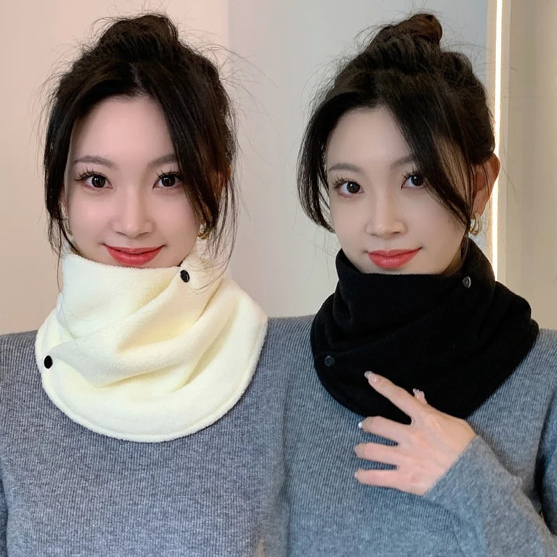 Lamb Fleece Women Scarves Winter Warm Fake Collar Scarf Solid Color Plush Bib Snood Female Windproof Wrap Neck Protection Polar