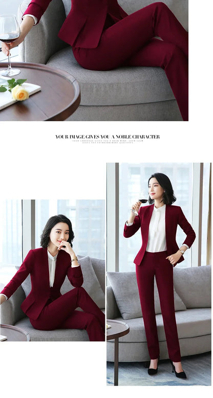 Elegant Red Western-style Suit Jacket For Women Fashionable Professional Attire For Hosting Events Job Interviews